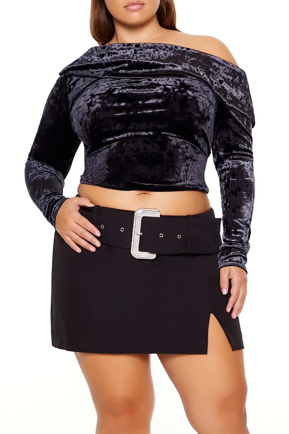 Plus Size Velvet Off-the-Shoulder Top - Forever 21