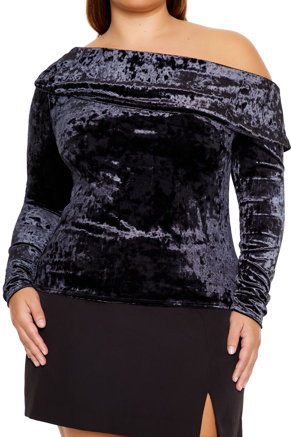 Plus Size Velvet Off-the-Shoulder Top - Forever 21