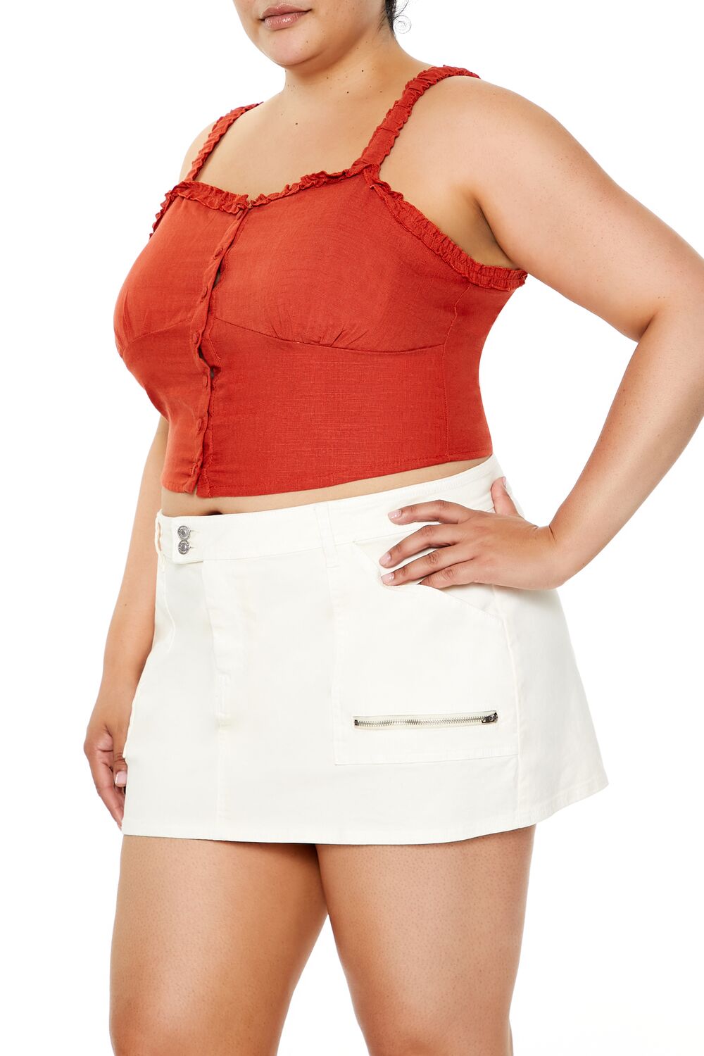 Plus Size Ruffle-Trim Crop Top - Forever 21