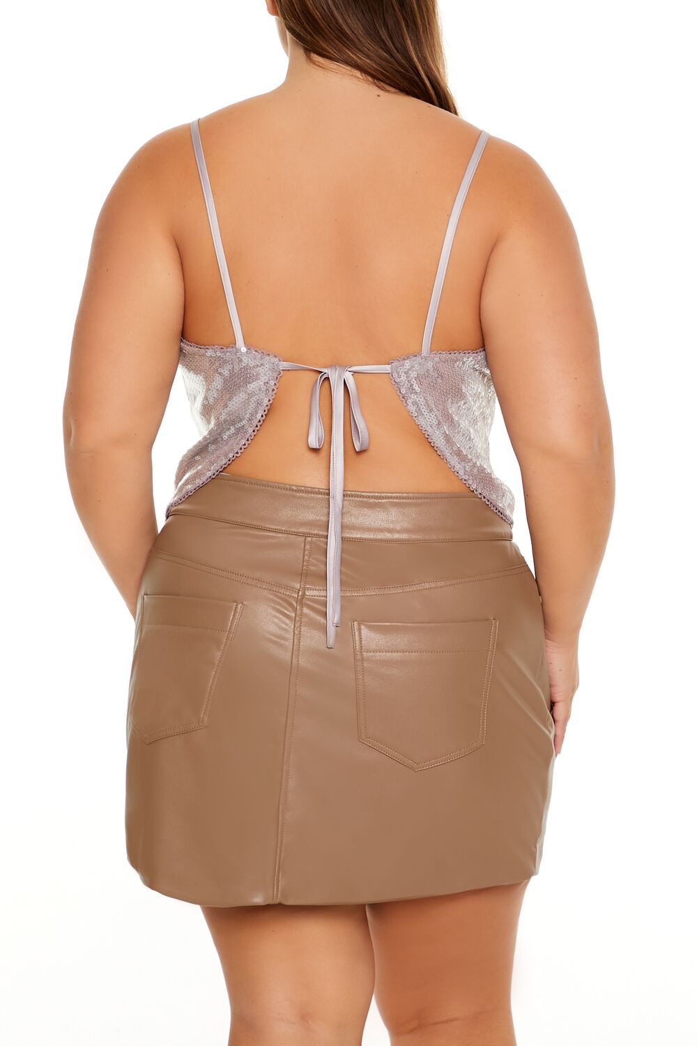 Plus Size Sequin Cropped Cami - Forever 21