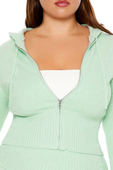 Plus Size Zip-Up Hooded Sweater - Forever 21