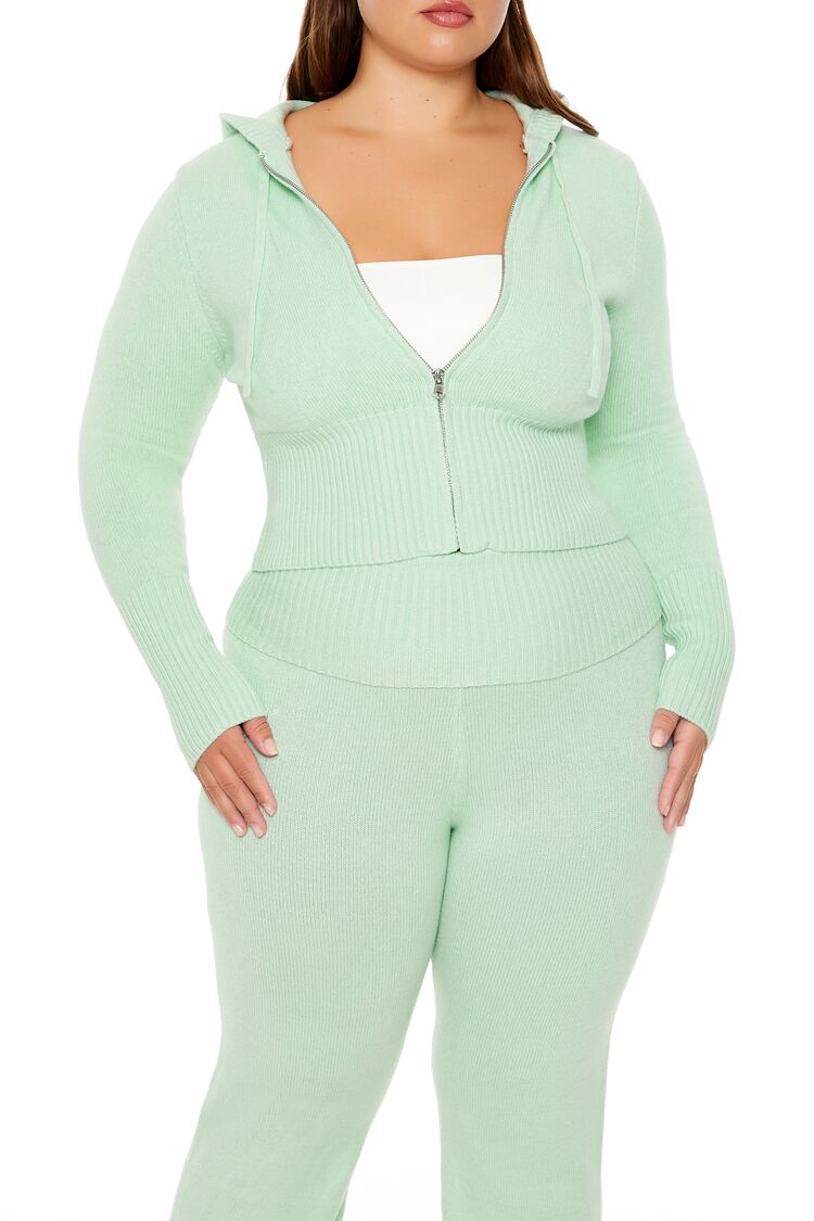 Plus Size Zip-Up Hooded Sweater - Forever 21