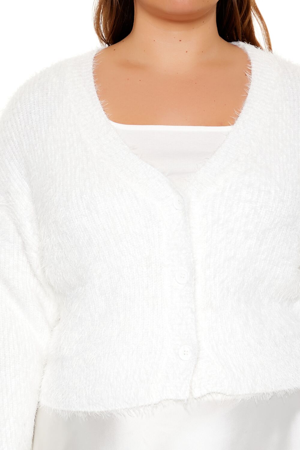 Plus Size Fuzzy Cardigan Sweater - Forever 21