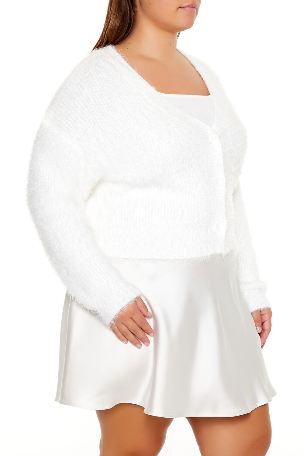 Plus Size Fuzzy Cardigan Sweater - Forever 21
