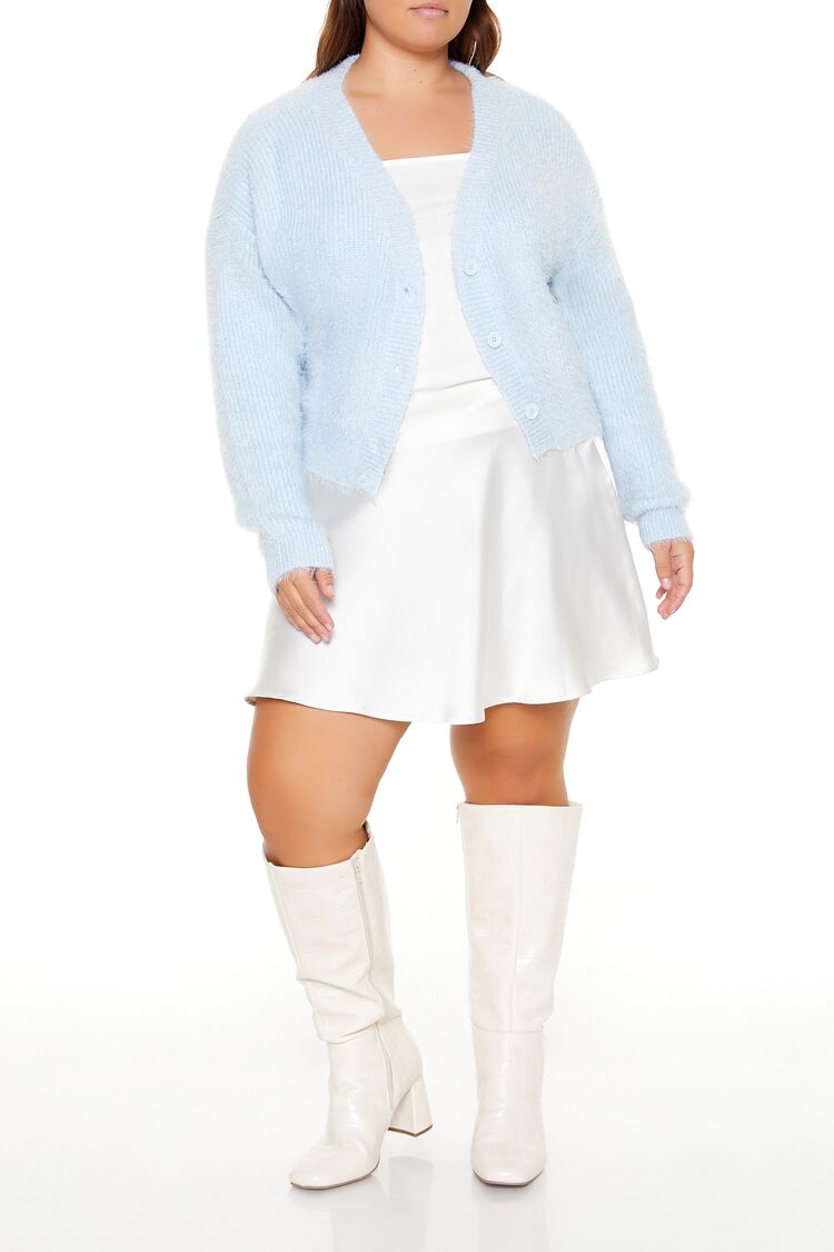 Plus Size Fuzzy Cardigan Sweater - Forever 21