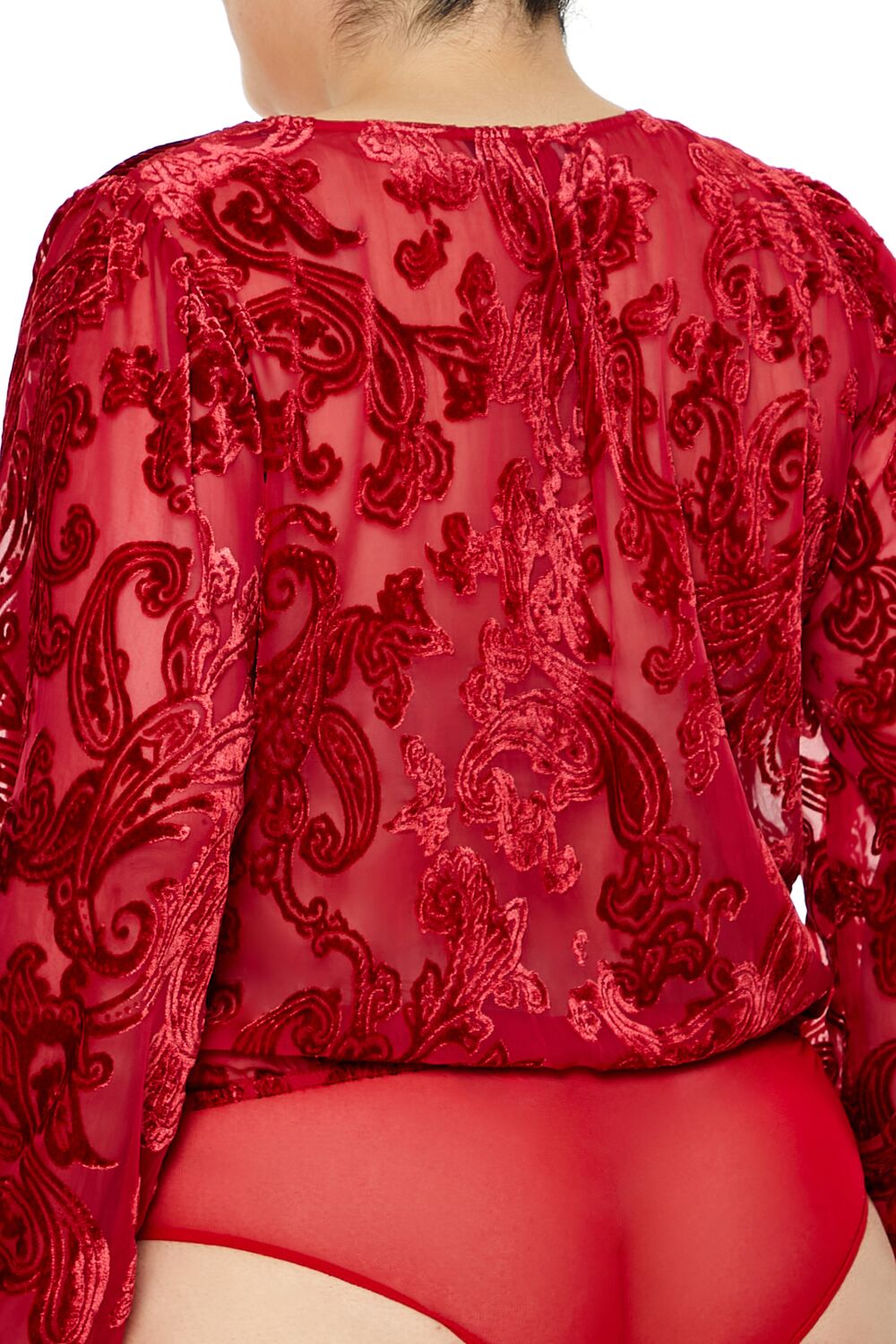 Plus Size Sheer Burnout Bodysuit - Forever 21