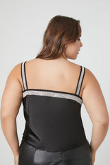 Plus Size Satin Rhinestone-Trim Crop Top - Forever 21