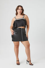 Plus Size Satin Rhinestone-Trim Crop Top - Forever 21