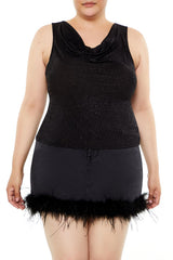 Plus Size Glitter Knit Cowl Tank Top - Forever 21