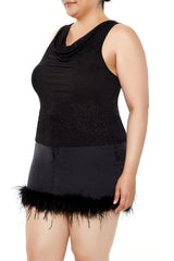 Plus Size Glitter Knit Cowl Tank Top - Forever 21