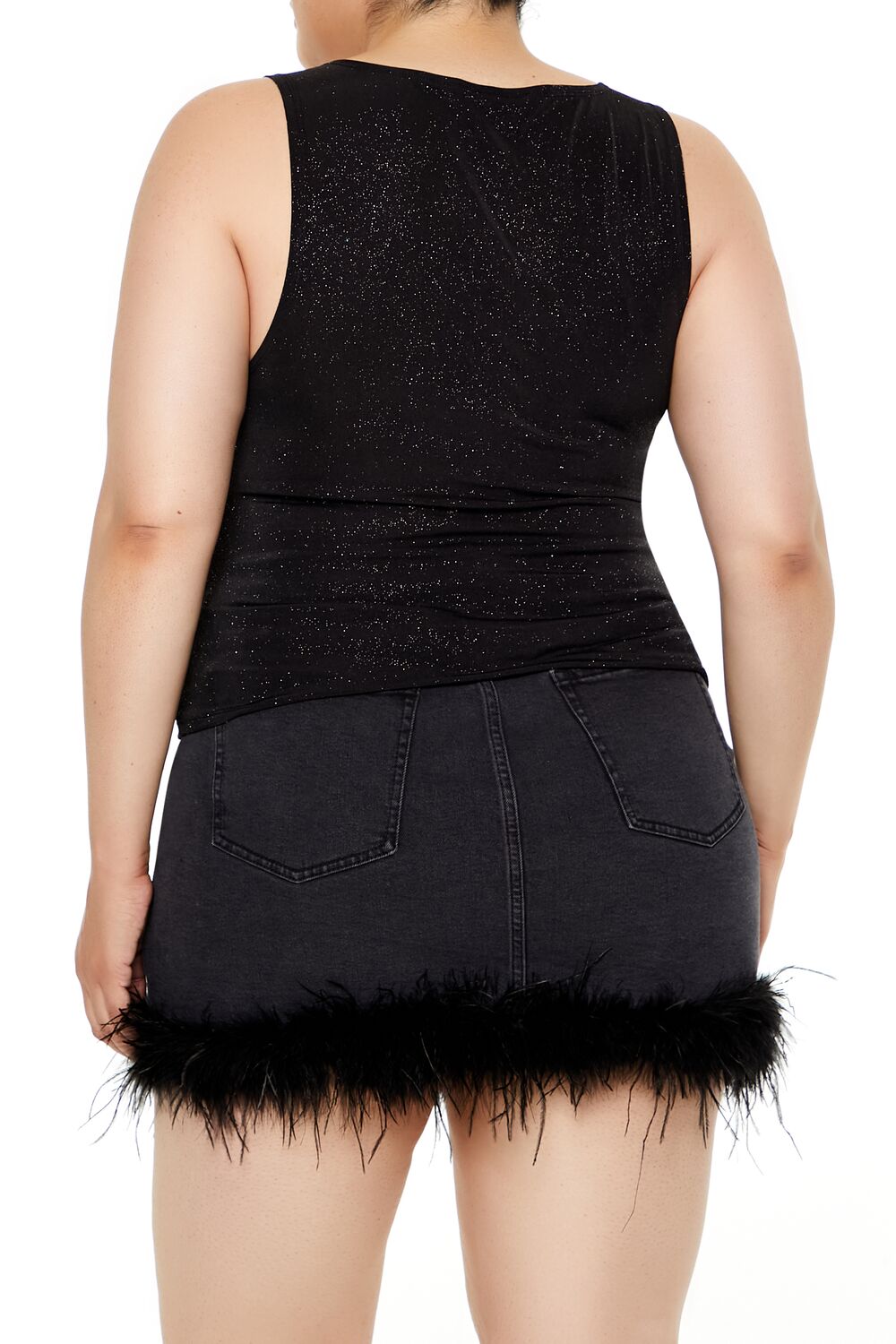 Plus Size Glitter Knit Cowl Tank Top - Forever 21