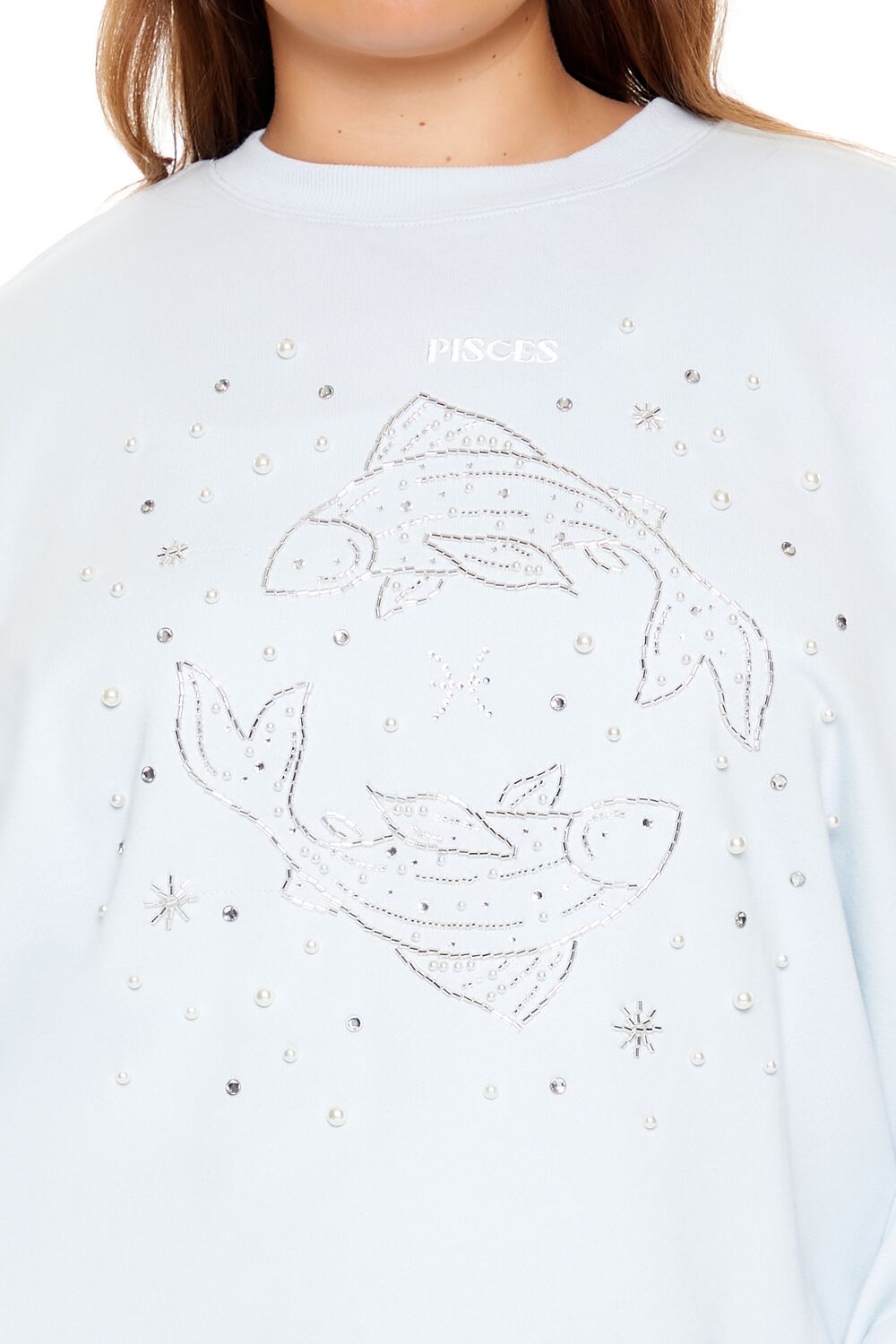 Plus Size Beaded Pisces Pullover - Forever 21