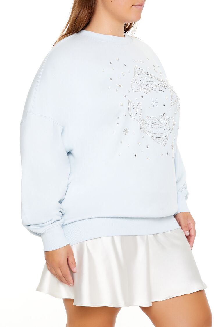 Plus Size Beaded Pisces Pullover - Forever 21
