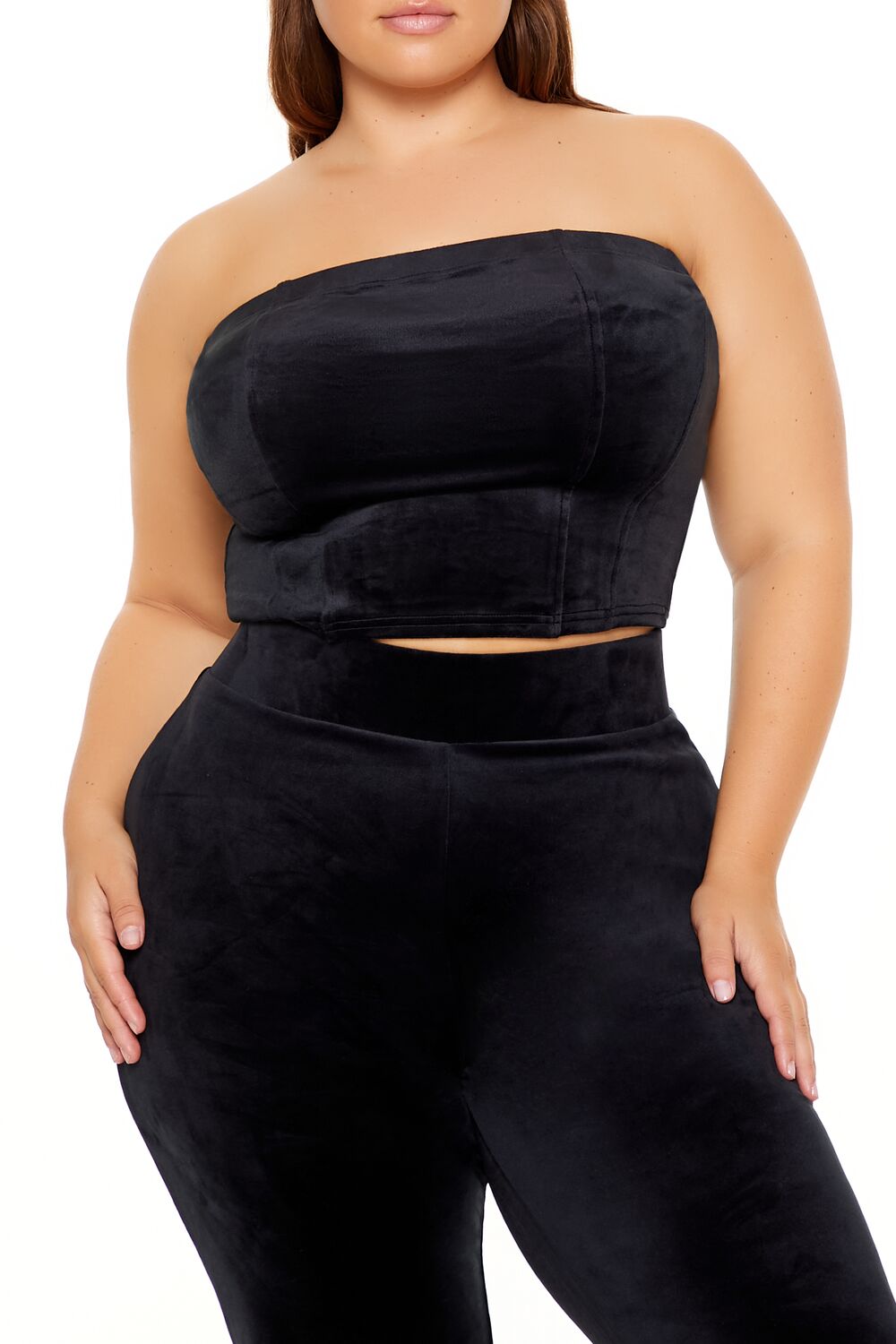 Plus Size Velour Cropped Tube Top - Forever 21