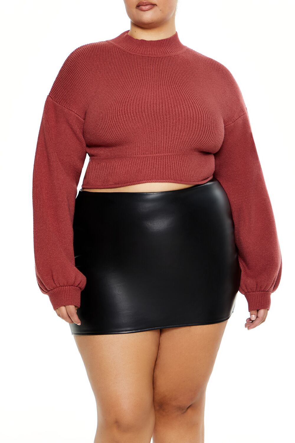 Plus Size Cropped Rib-Knit Sweater - Forever 21