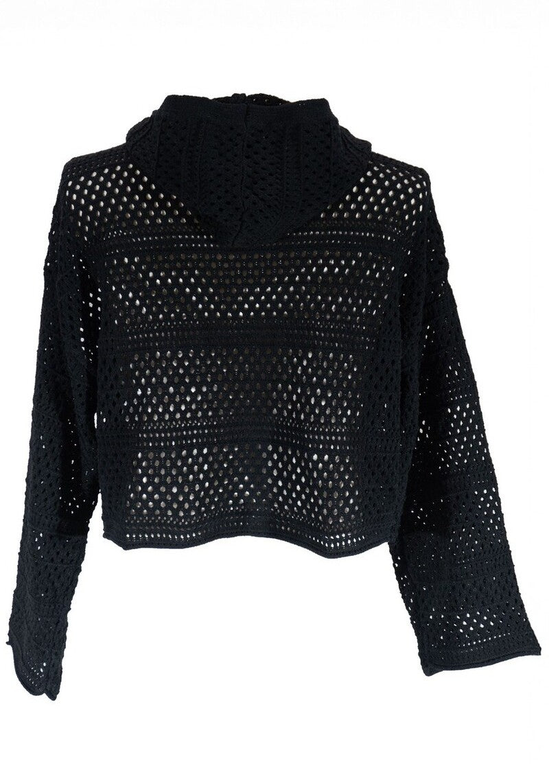 Plus Size Cropped Hooded Open-Knit Sweater - Forever 21