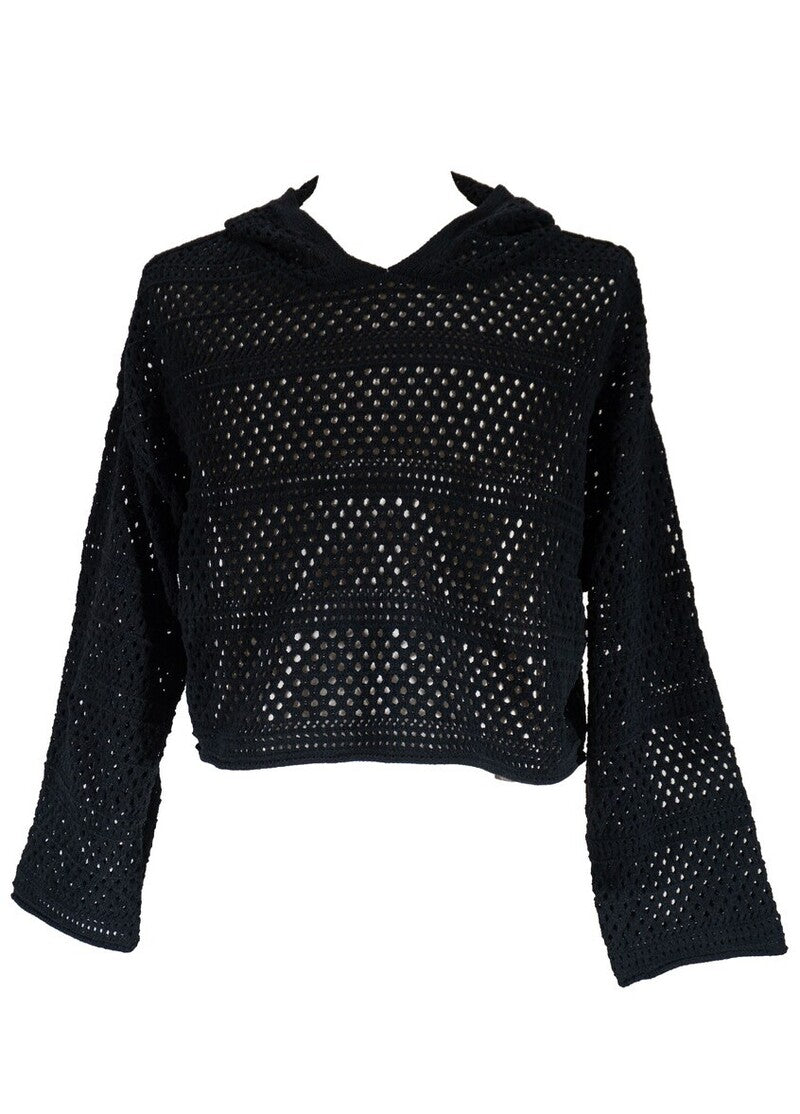 Plus Size Cropped Hooded Open-Knit Sweater - Forever 21
