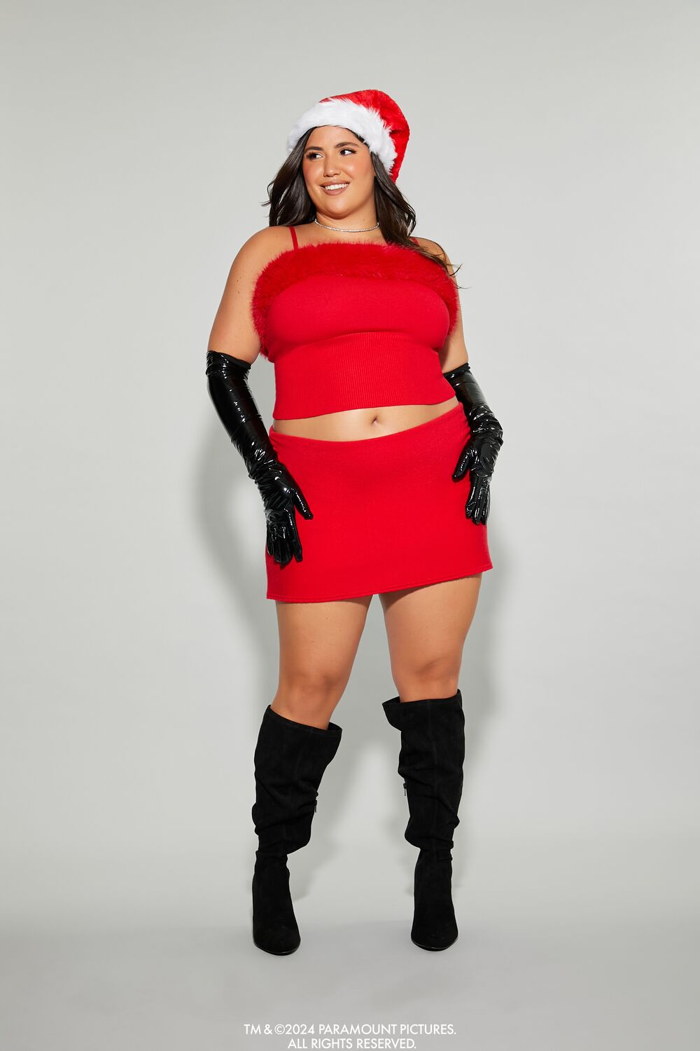 Plus Size Mean Girls Faux Fur Sweater-Knit Cami - Forever 21