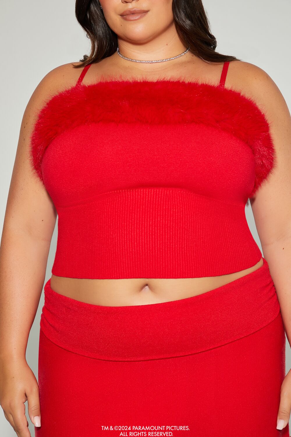 Plus Size Mean Girls Faux Fur Sweater-Knit Cami - Forever 21