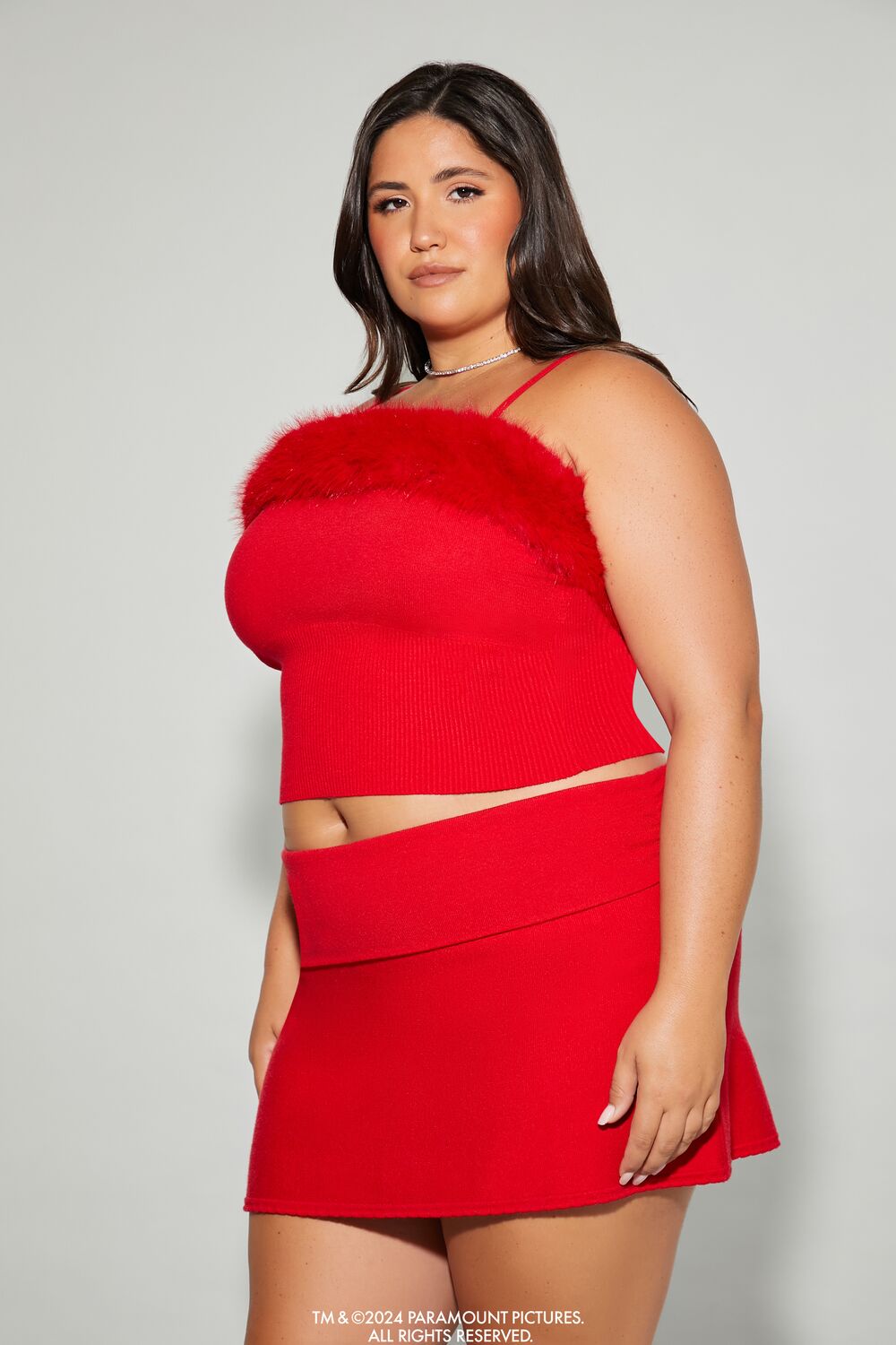 Plus Size Mean Girls Faux Fur Sweater-Knit Cami - Forever 21