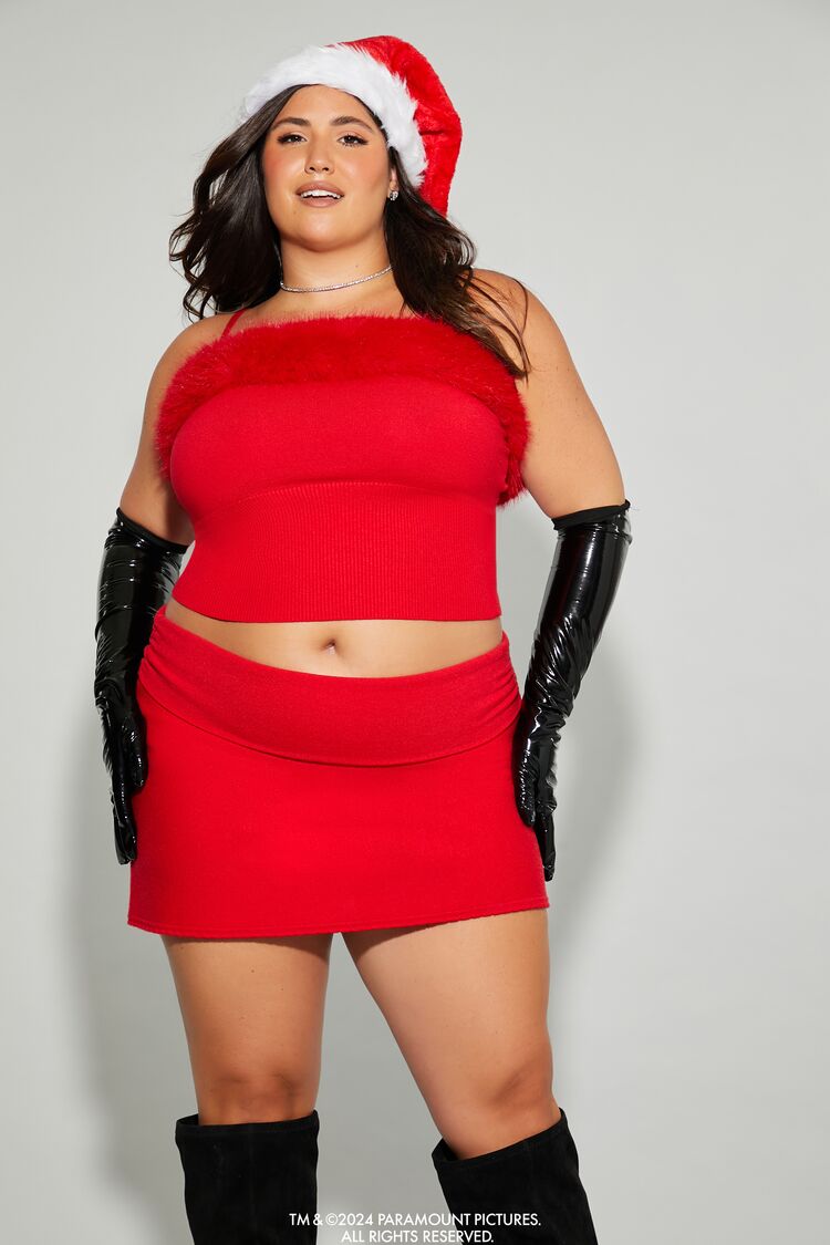 Plus Size Mean Girls Faux Fur Sweater-Knit Cami - Forever 21