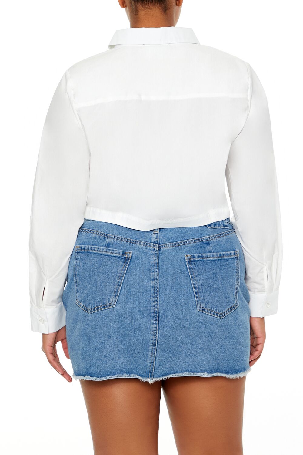 Plus Size Notched Cropped Shirt - Forever 21