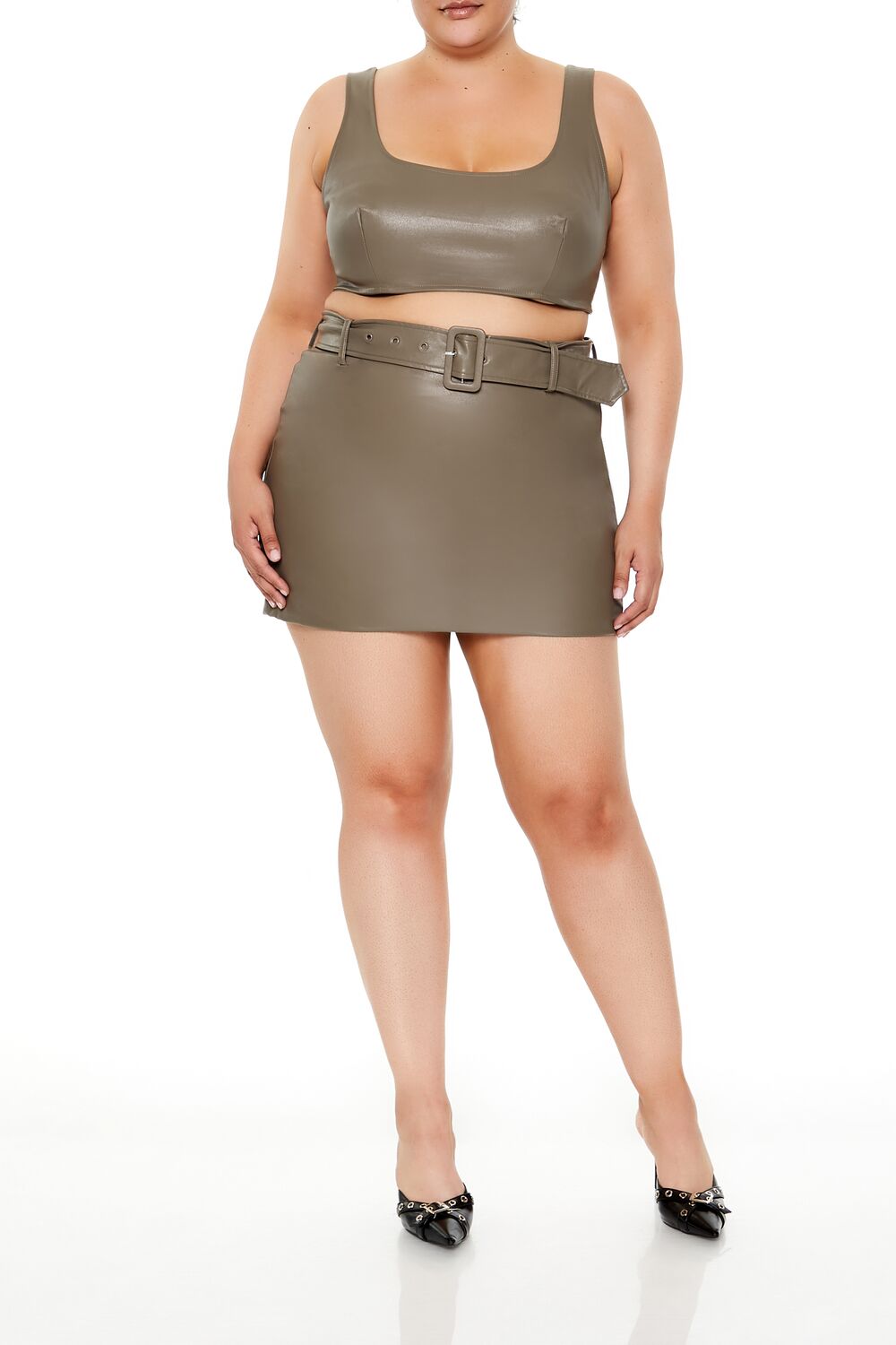 Plus Size Faux Leather Crop Top - Forever 21