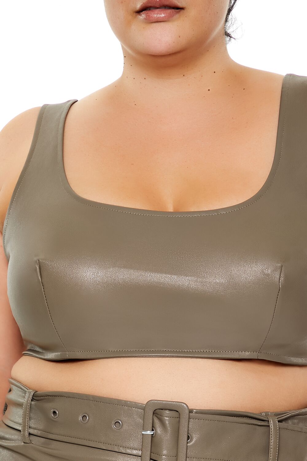 Plus Size Faux Leather Crop Top - Forever 21