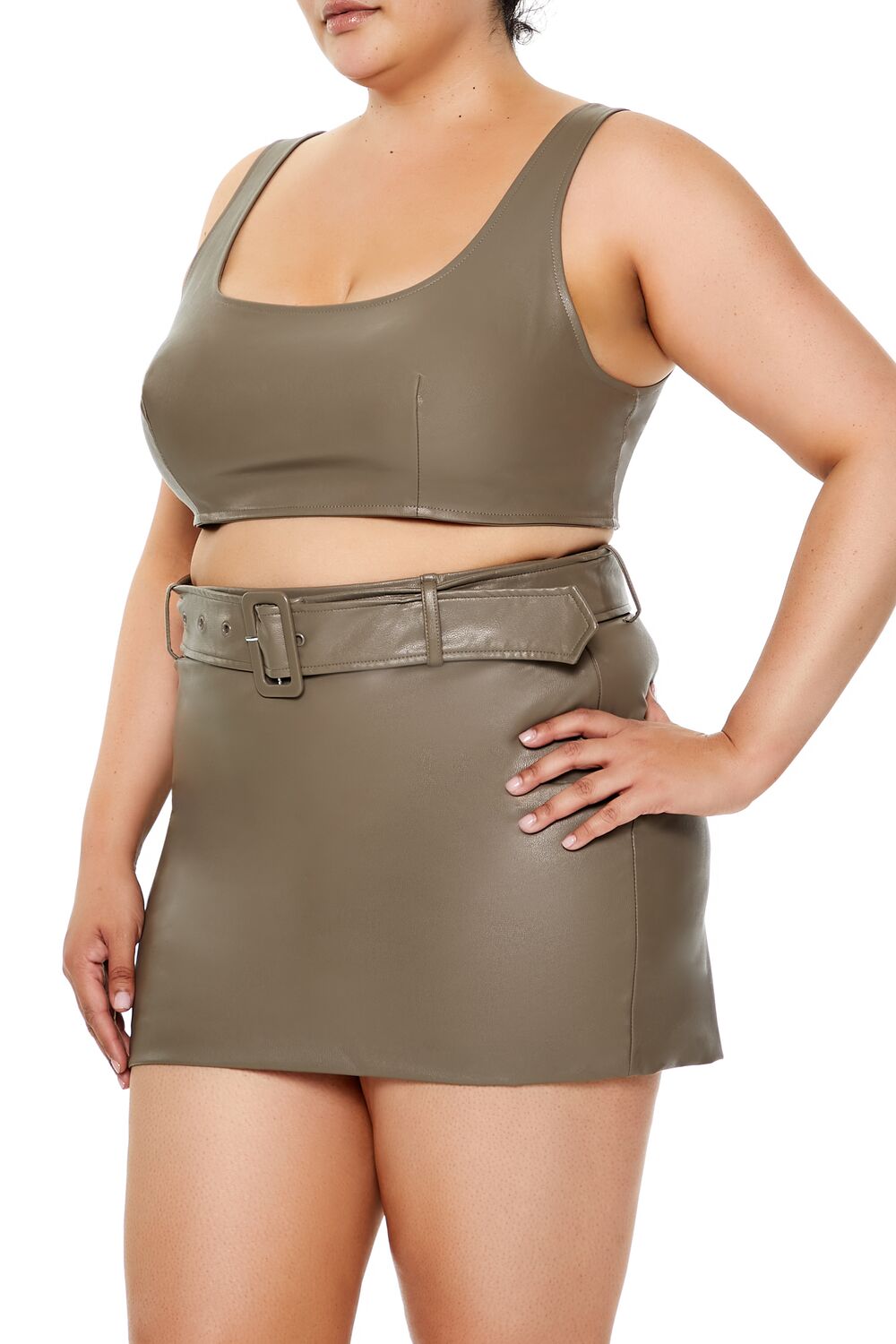 Plus Size Faux Leather Crop Top - Forever 21