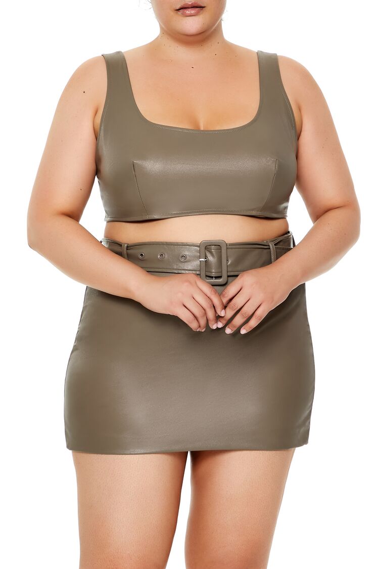 Plus Size Faux Leather Crop Top - Forever 21