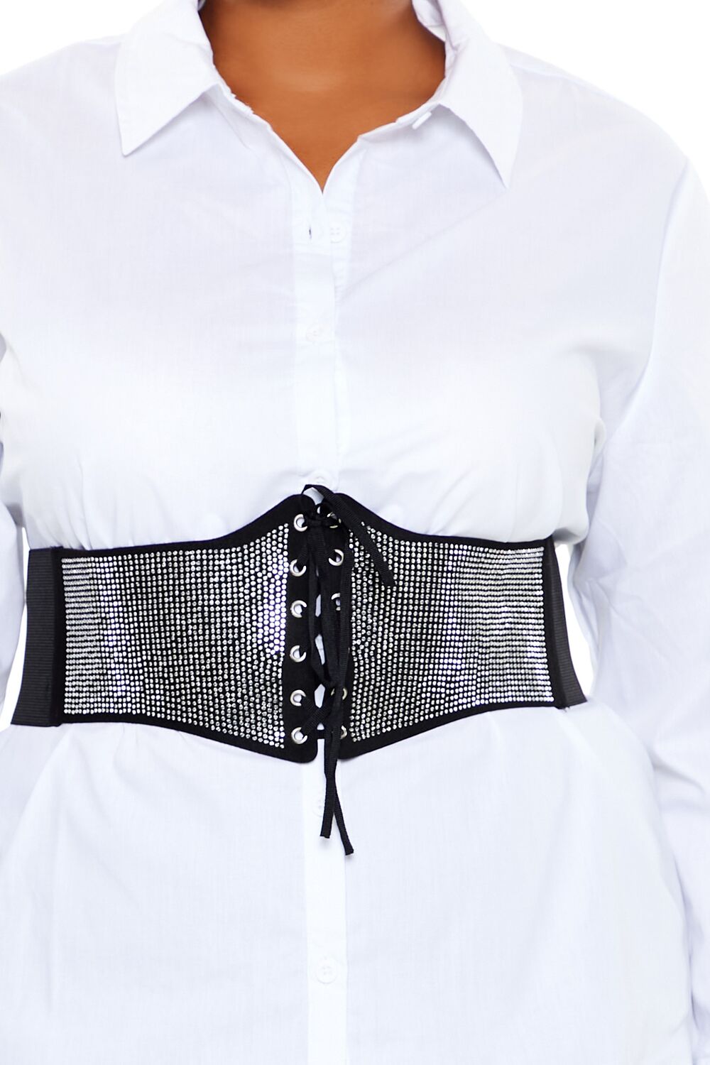 Plus Size Rhinestone Belt Shirt - Forever 21