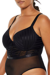 Plus Size Sheer Striped Bodysuit - Forever 21