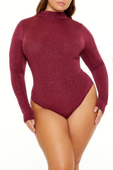Plus Size Glitter Cowl Thong Bodysuit - Forever 21