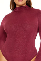 Plus Size Glitter Cowl Thong Bodysuit - Forever 21