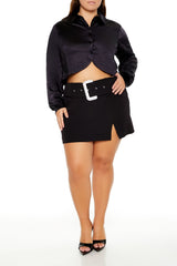 Plus Size Cropped Satin Shirt - Forever 21