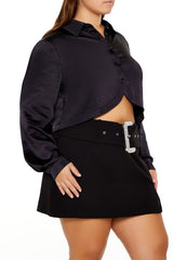 Plus Size Cropped Satin Shirt - Forever 21