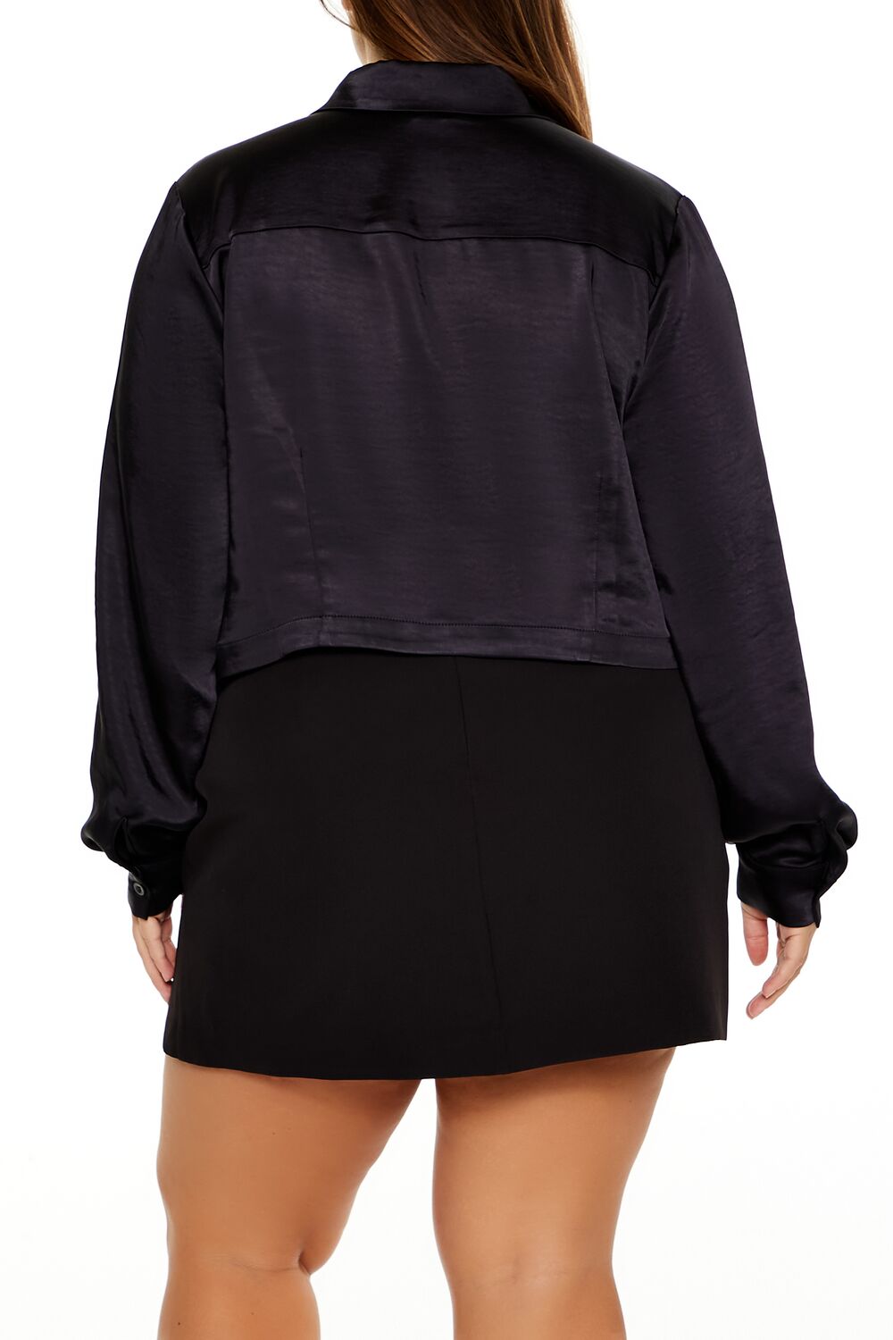 Plus Size Cropped Satin Shirt - Forever 21