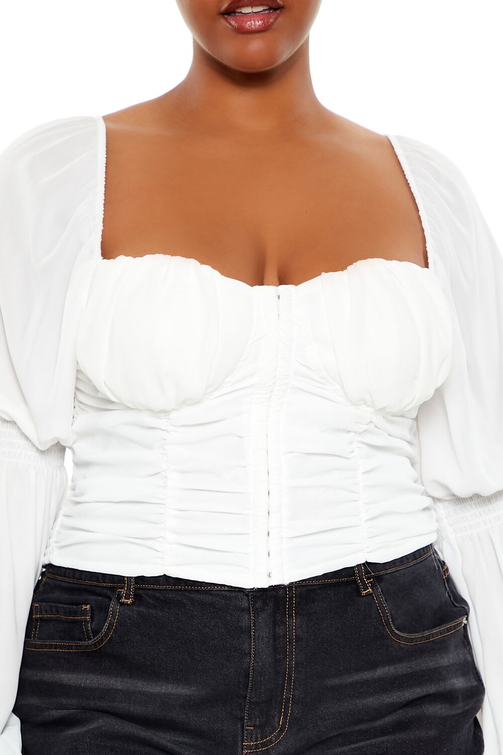 Plus Size Ruched Sweetheart Top - Forever 21
