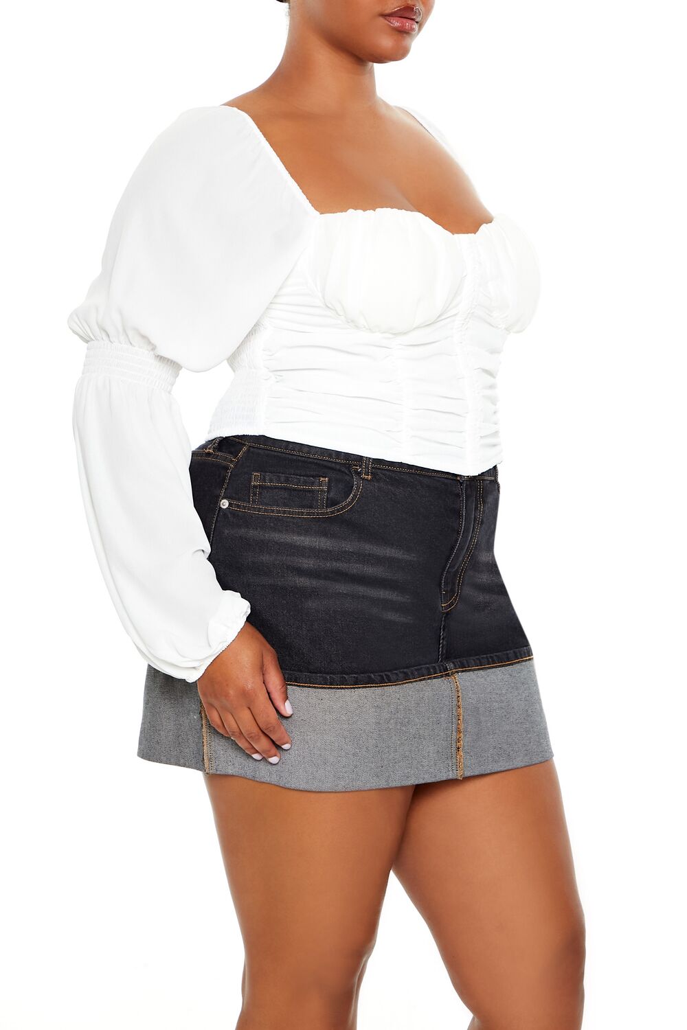 Plus Size Ruched Sweetheart Top - Forever 21