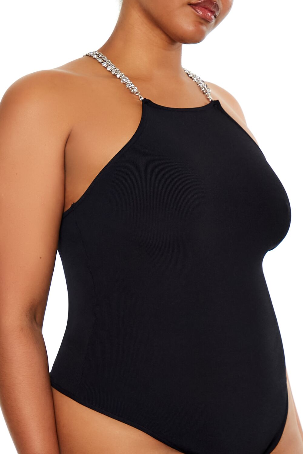 Plus Size Faux Gem Sweater-Knit Bodysuit - Forever 21
