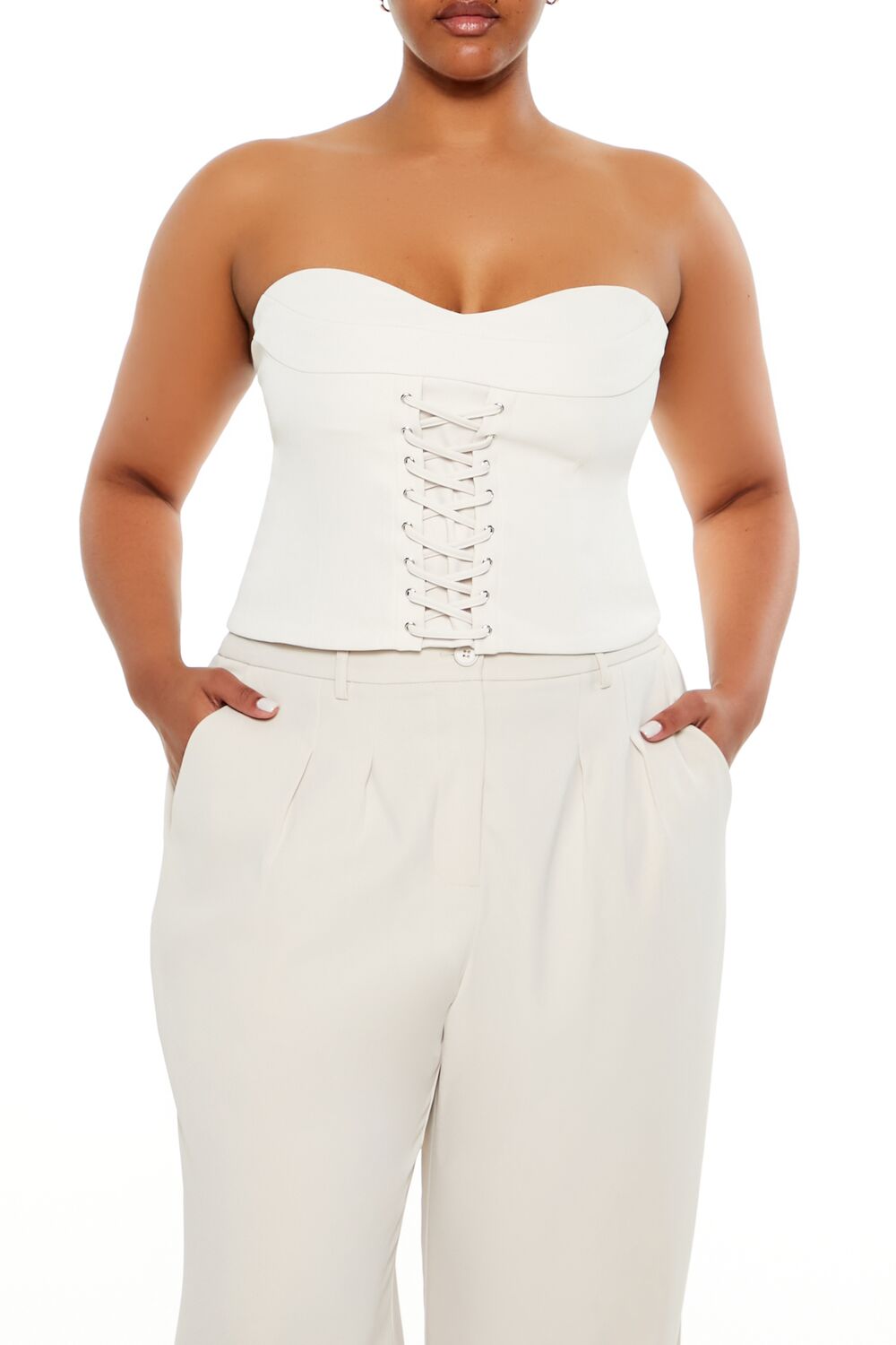 Plus Size Lace-Up Tube Top - Forever 21
