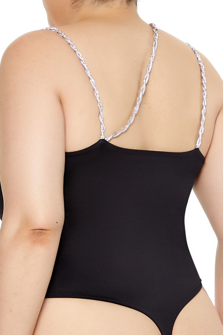Plus Size Contour Sculpt Metallic-Strap Bodysuit - Forever 21