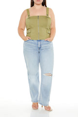 Plus Size Zip-Up Crop Top - Forever 21