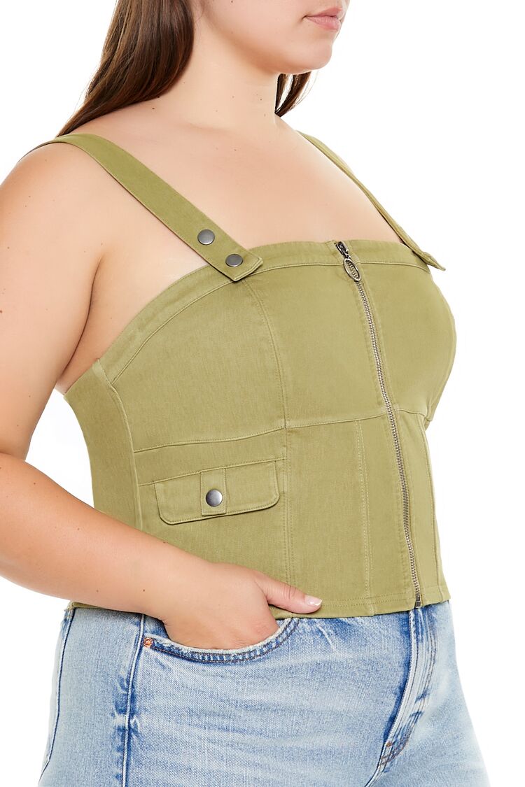 Plus Size Zip-Up Crop Top - Forever 21
