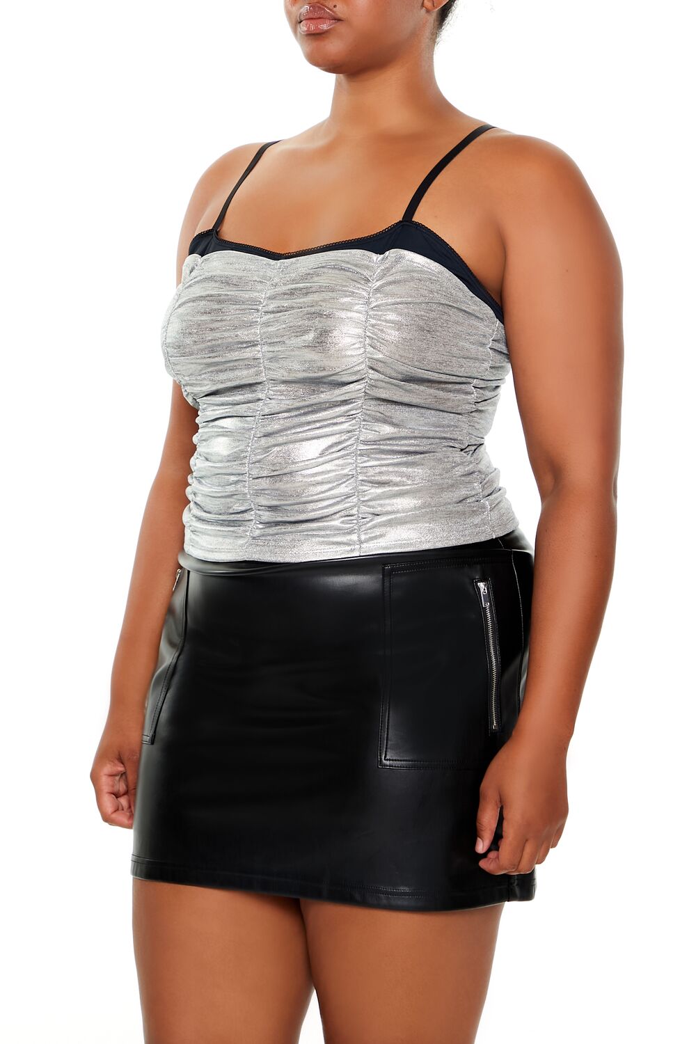Plus Size Metallic Two-Tone Cami - Forever 21