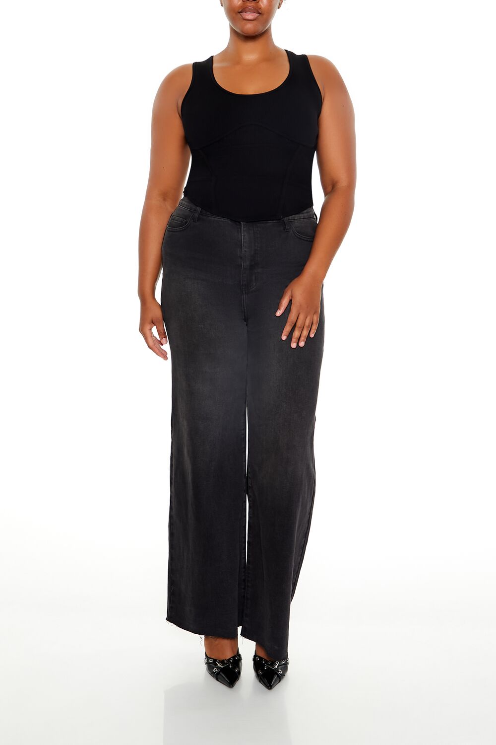 Plus Size Sweater-Knit Corset Tank Top - Forever 21