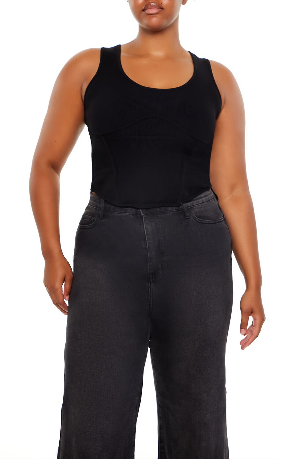 Plus Size Sweater-Knit Corset Tank Top - Forever 21
