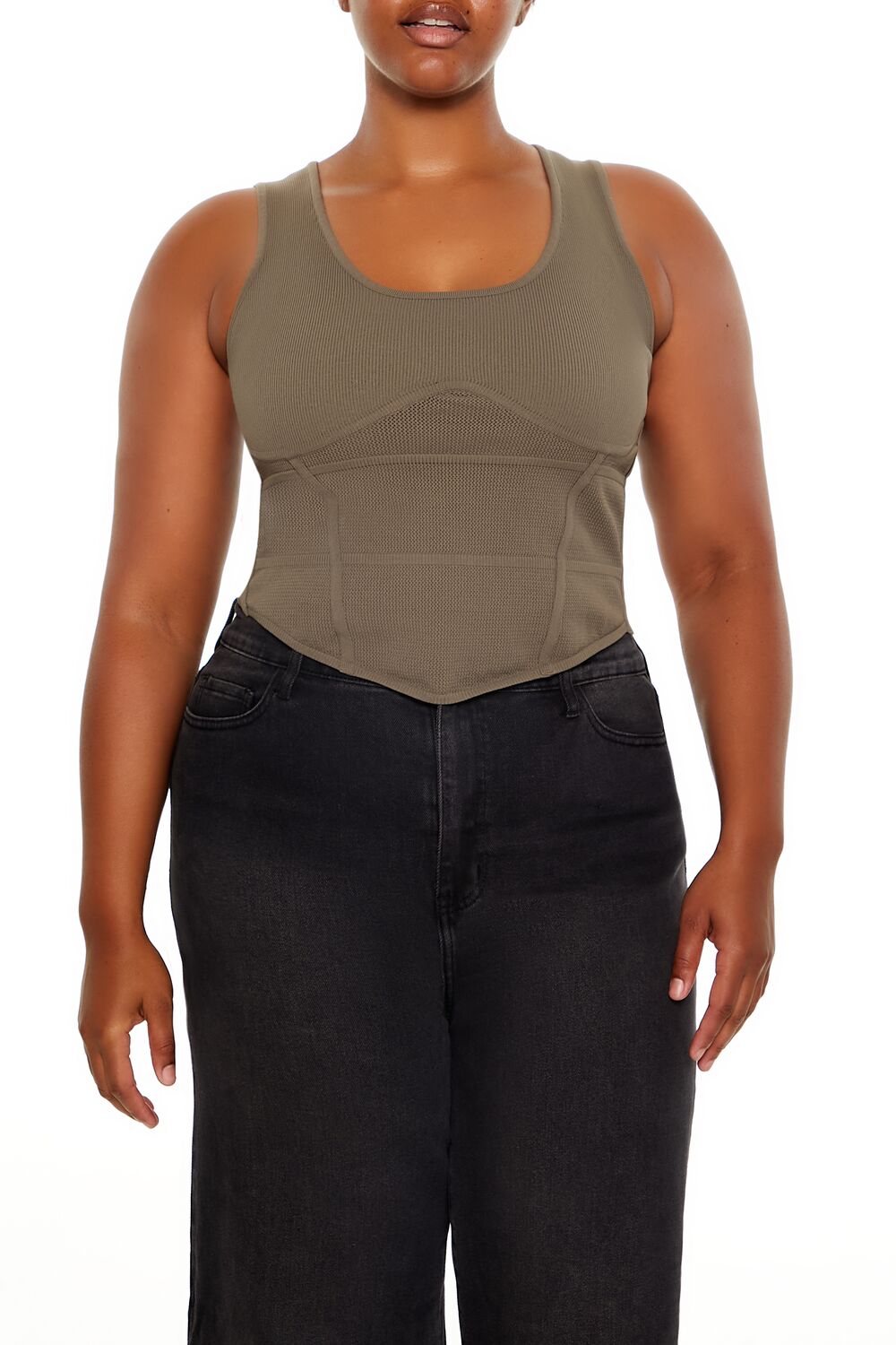 Plus Size Sweater-Knit Corset Tank Top - Forever 21