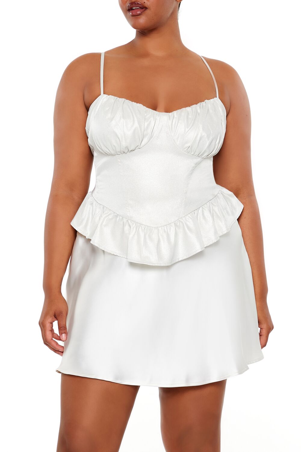 Plus Size Glitter V-Hem Bustier Cami - Forever 21