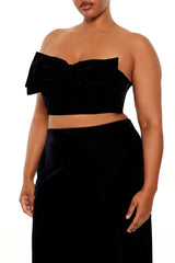 Plus Size Velvet Bow Tube Top - Forever 21